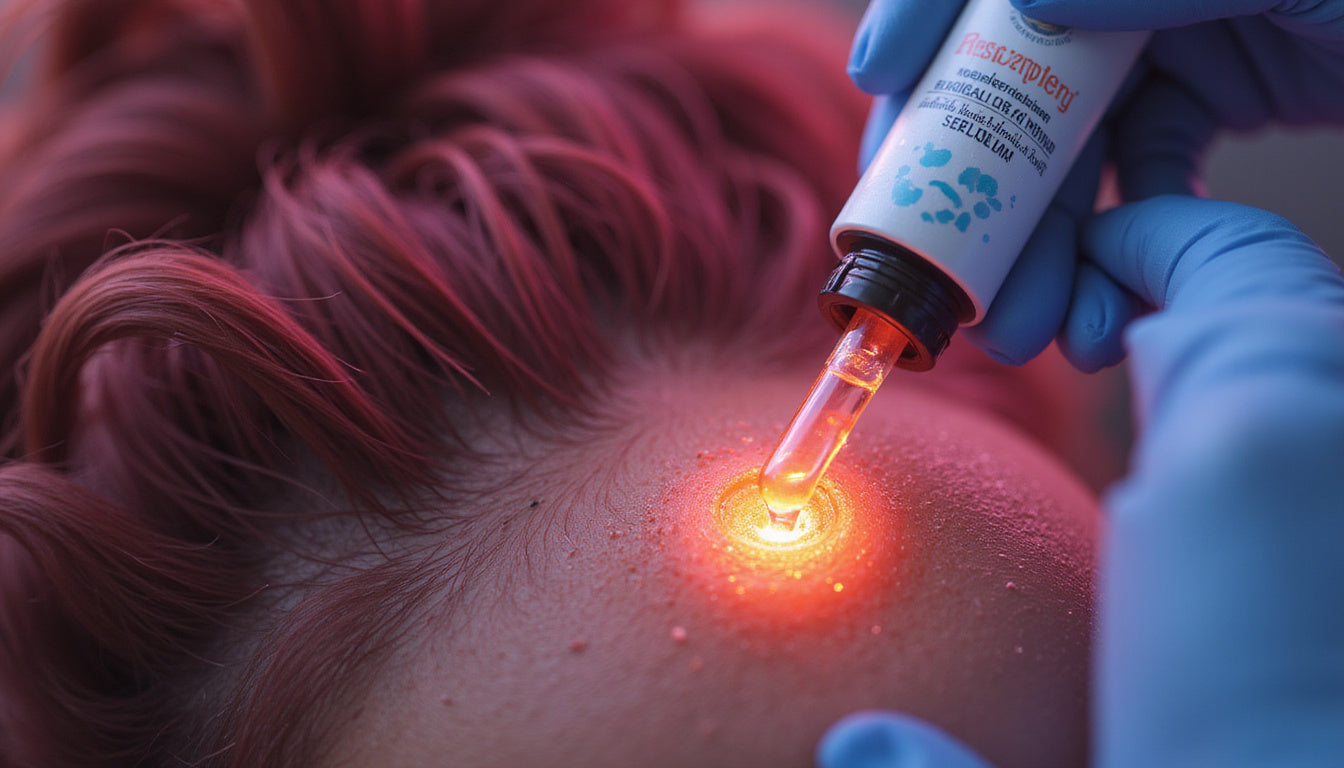 Scalp care close up, illustrating a guide to hormones and the scalp