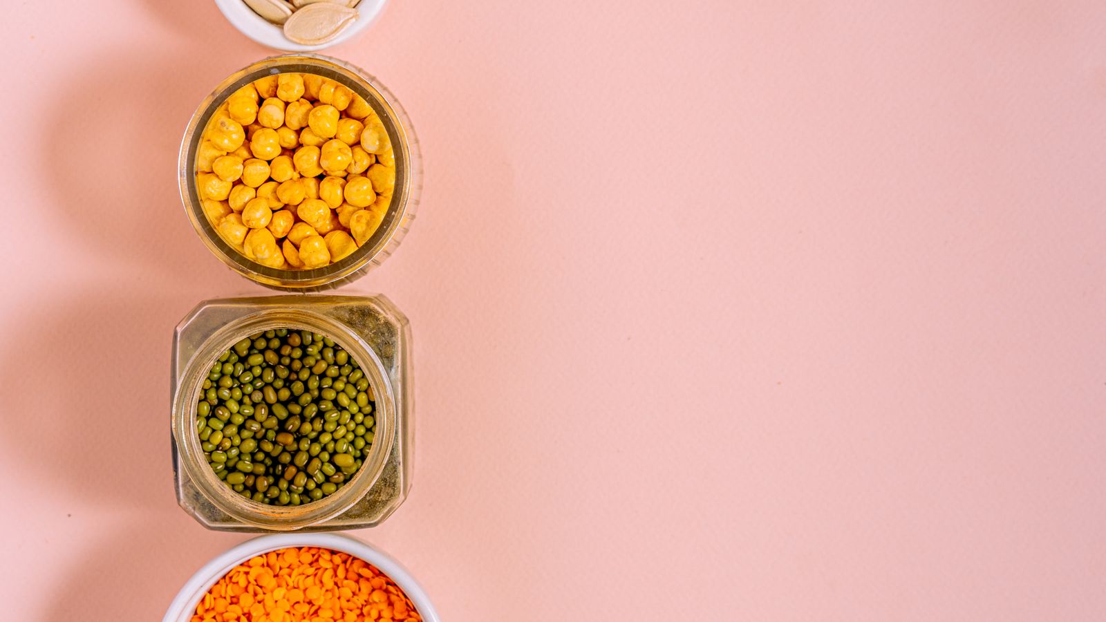 Iron-rich chickpeas lentils and pumpkin seeds that increase ferritin for hair growth