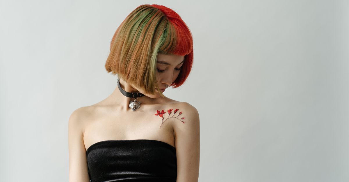 Woman with vibrant dyed hair keeping colour healthy