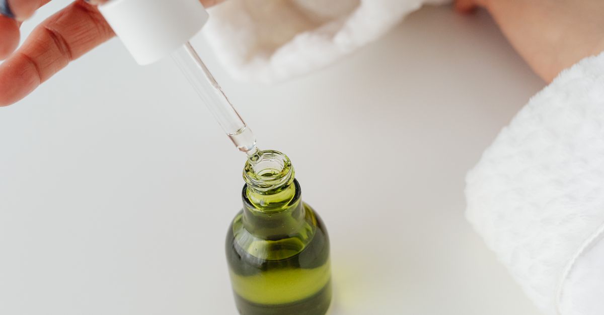 Dropper of frankincense essential oil for hair care