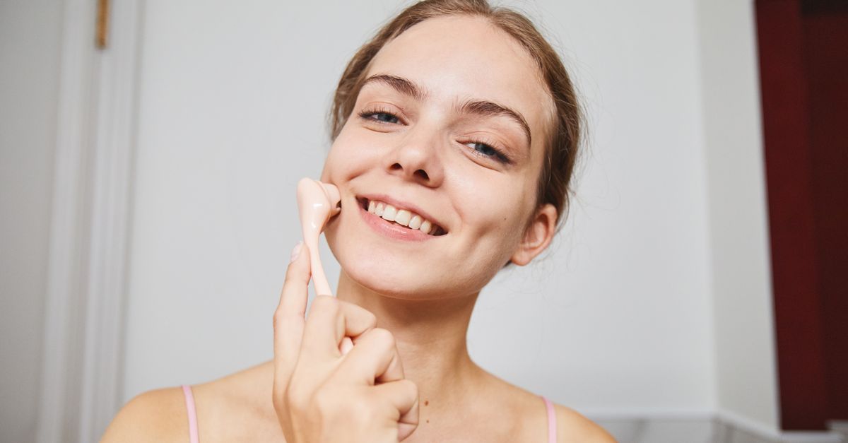 Skincare roller being cleaned, like washing a derma roller