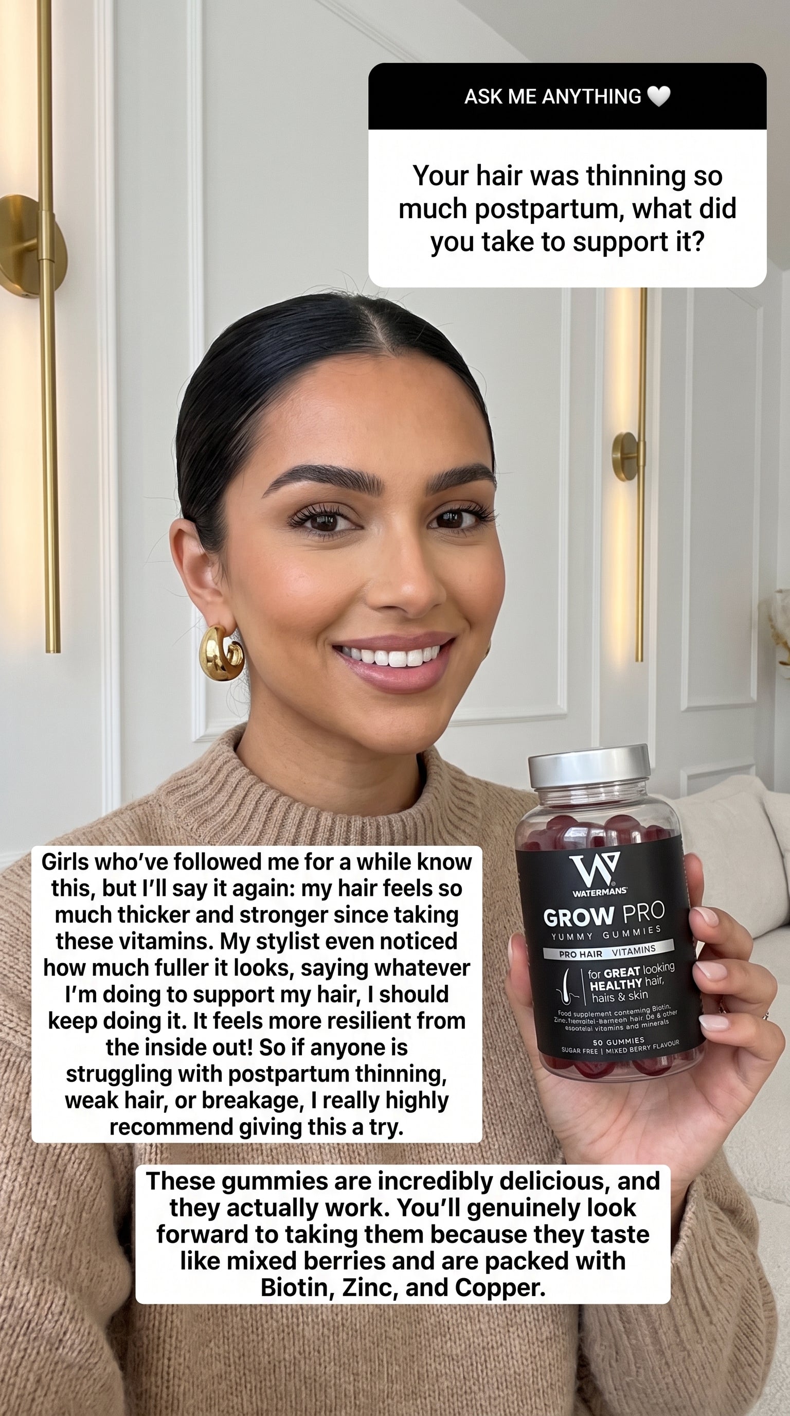 Hair Growth Gummies - Hair, Skin & Nails Vitamins (Sugar-Free) | GrowPro®