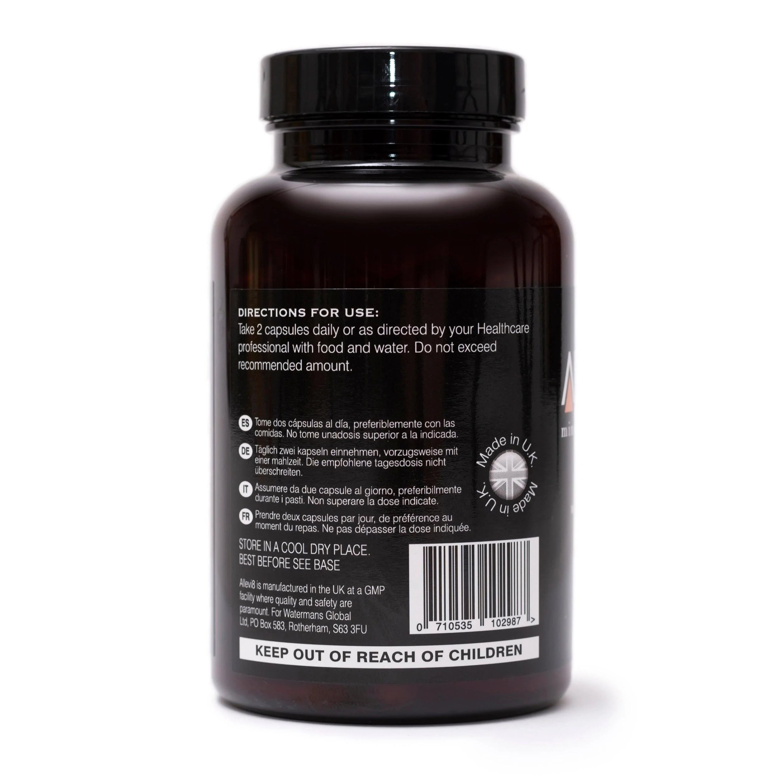 Allevi8 Mind Body & Soul - Ayurvedic Supplement with Turmeric, Ginger, Frankincense, Vitamin D, Black Pepper - Two months supply - Watermans