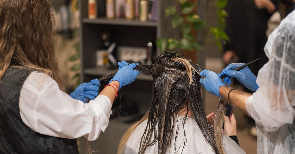 Applying a hydration hair treatment in a salon