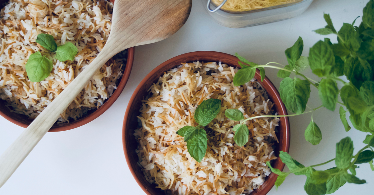 Bowl of rice used to make a rice water rinse for hair