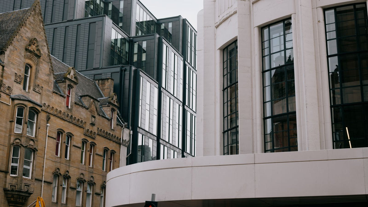 Victorian and modern architecture in central Glasgow, where people search for a trichologist Glasgow wide