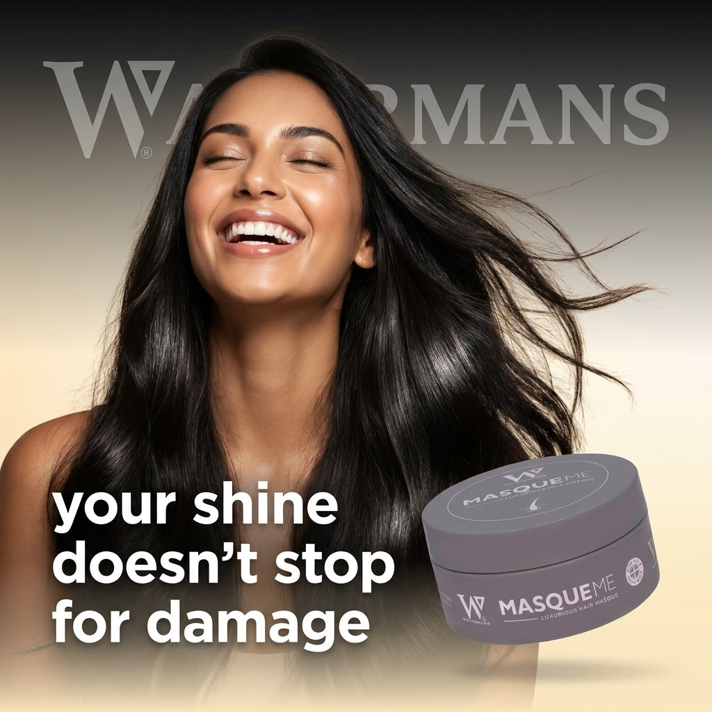 Woman applying Watermans Masque Me hair mask to damaged lengths, the best hair mask for damaged hair