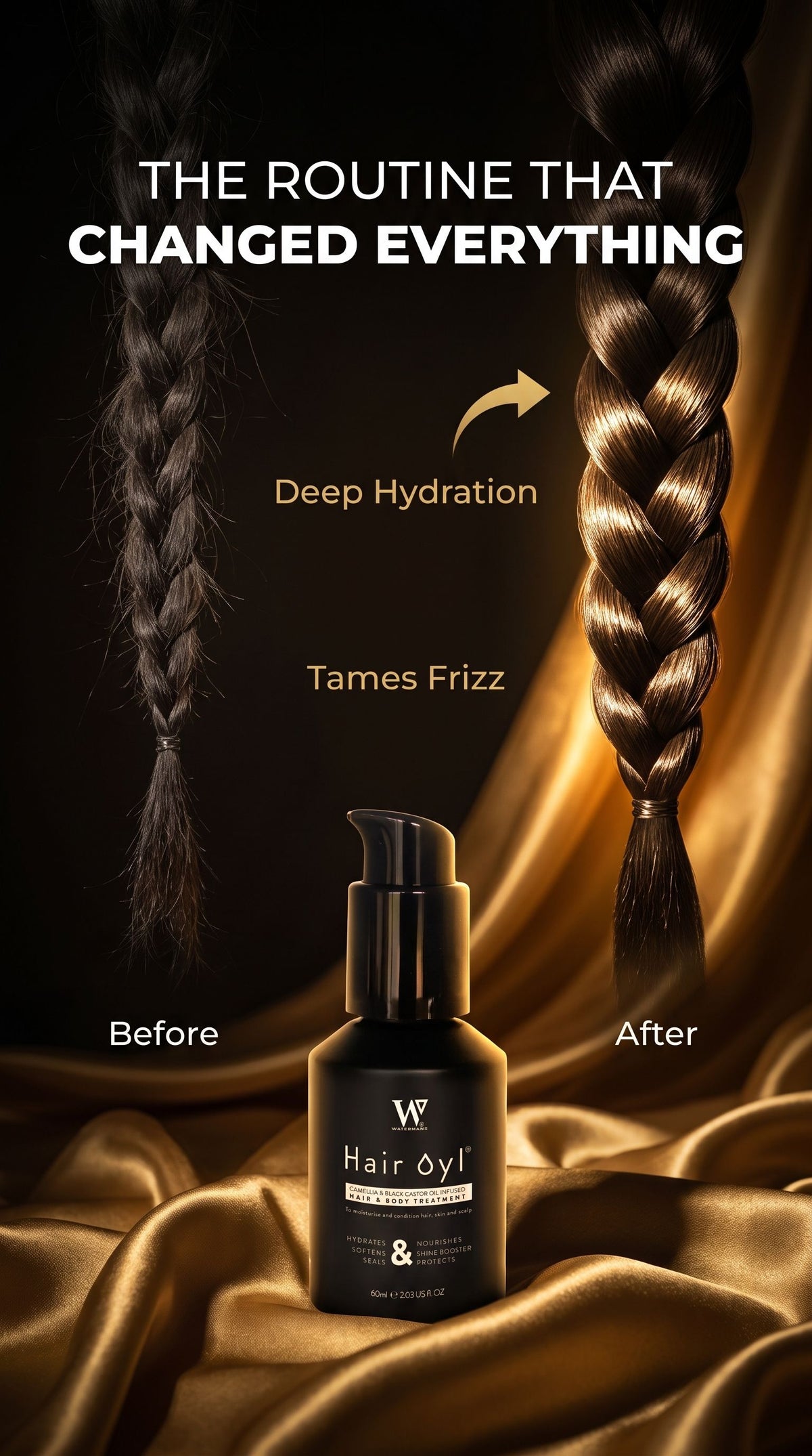 Camellia & Black Castor Hair & Body Oil – Hydration, Shine & Blow-Out Styling