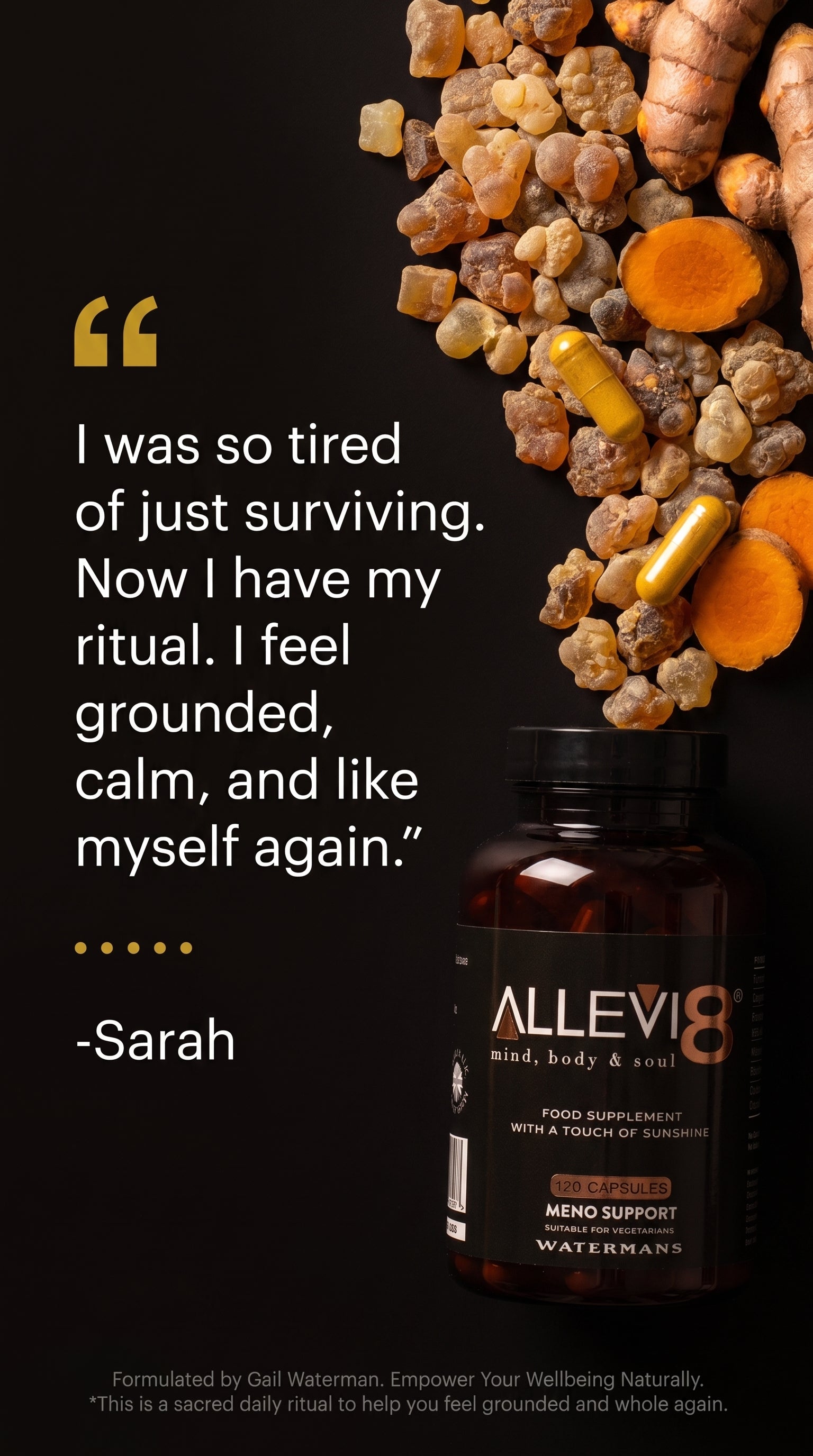 Allevi8 Menopause & Wellbeing Supplement – Frankincense, Turmeric, Ginger & Vitamin D (2-Month Supply)