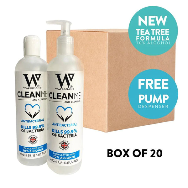 20 x 400ml CleanMe Alcohol Gel with Tea Tree (£1.50 per unit) (UK Only) - Watermans