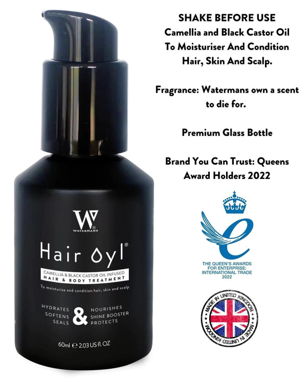 Camellia & black castor infused hair & body oil treatment. - Watermans