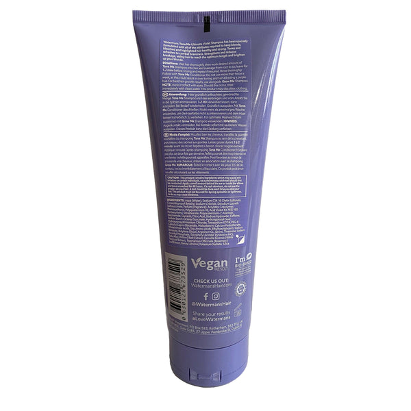 Tone Me Purple Shampoo 250ml Sulphate Free - For Blonde Bleached and Grey Hair - Watermans